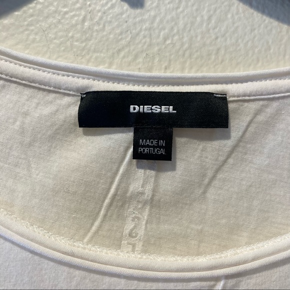 Diesel brand white asymmetrical hem teeshirt tee too with tie at bottom, size S - Picture 5 of 7